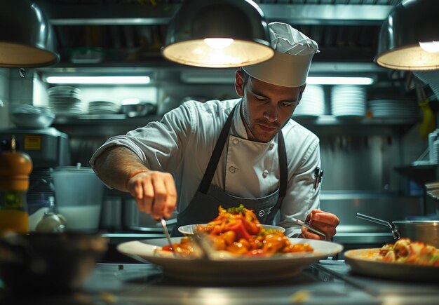 Kuchár pripravuje tanier